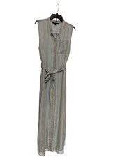 Walter Baker XL Pin Stripe Chambray Maxi Shirt Dress Women's Blue White #U9-1