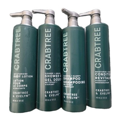 Set of 4 Crabtree Evelyn Shampoo Conditioner Shower Gel Lotion 