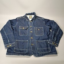 Dickies 100 Denim Chore Coat Jacket Mens L Workwear Cotton Lined Blue