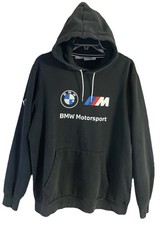 Puma BMW Motorsport Hoodie Black Pullover Stretch Racing Graphic Logo Mens L