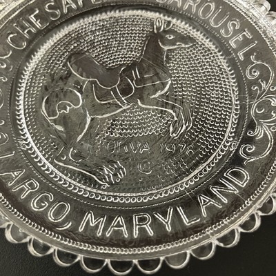 Kangaroo Chesapeake Carousel Animal Art Glass Largo MD VTG Pairpoint Cup Plate