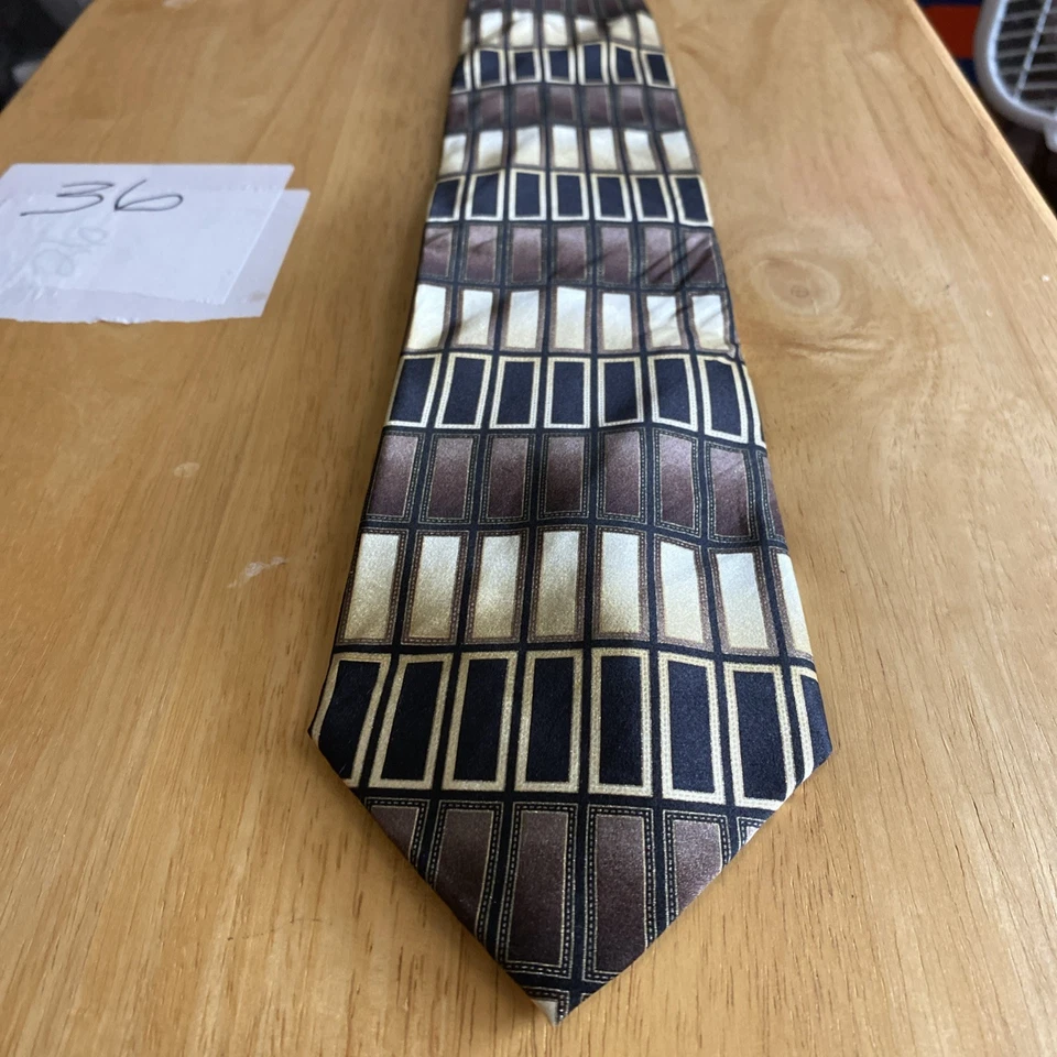 Corbata georgio brutini hecha a mano seda italiana para hombre dorada y marrón Foto 2 de 4