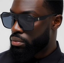 Men Large Square CHOLO Sunglasses Super Dark OG Style GANGSTER Style Black Kim
