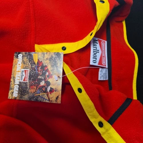 Vintage 1992 Marlboro Adventure Team Mens XL Red Fleece Pullover Jacket NWT image 3