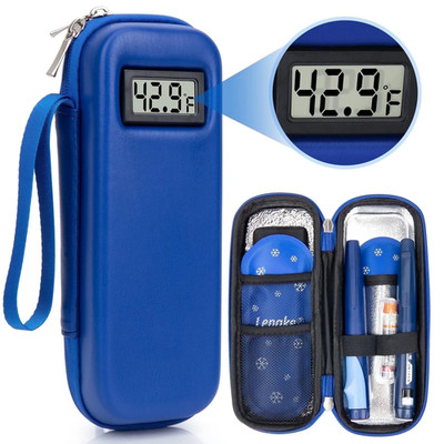 SUNMON Insulin Cooler Travel Case w/2 TSA Ice Packs Diabetic Pen Storage Blue