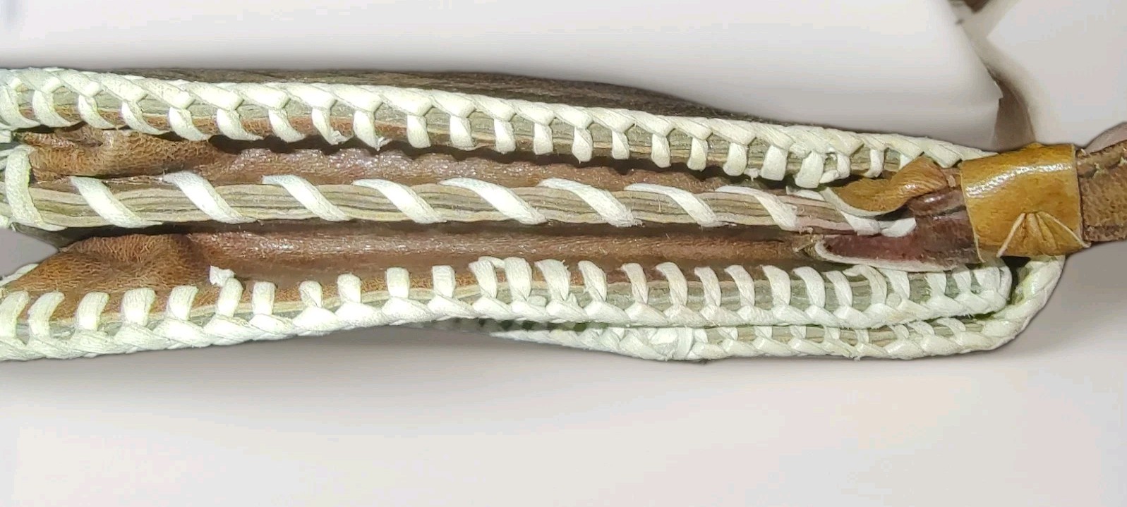 70's Handmade Leather Patchwork Clutch  African M… - image 4