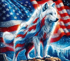 Wolf American Flag 20oz Skinny Tumbler Sublimation Transfer Ready To Press