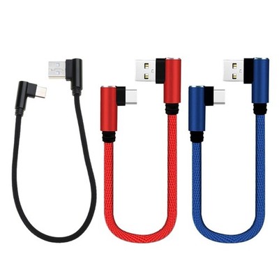 Black/ Blue/Red 90 Degrees 0.25m Double Elbow Type c USB Cable Data Line