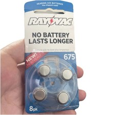 Rayovac Two Pack / 8 Batteries Hearing Aid Batteries, Size 675. Exp 2016
