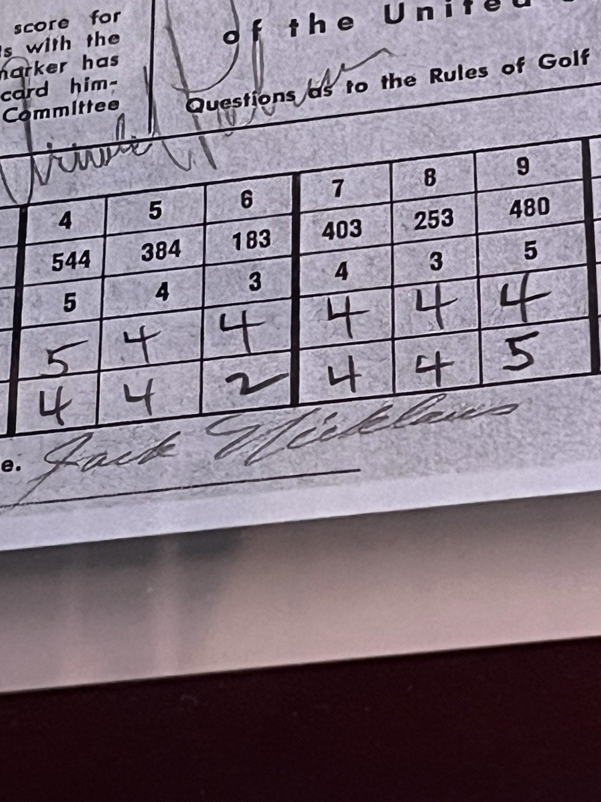 Jack Nicklaus & Arnold Palmer Signed Used Scorecard 62nd Open Championship USGA.