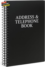 Address Telephone Book, 8X5-Inch, Black, Spiral-Bound, 384 Contacts