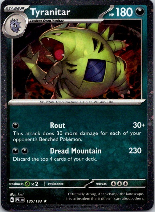 Tyranitar (Cosmo Foil) 135/193 Holo Promo Paldean Fates Pokemon Near Mint
