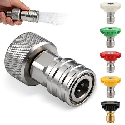 Garden Hose to Mini Power Washer Adapter3/4 GHT to 1/4'', Stainless Steel, Gar...