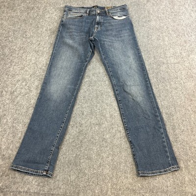 Hugo Boss Herren Jeans Tapered 32 32 Medium Wash Blau Stretch Maine