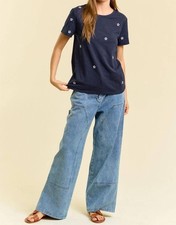 Doe And Rae Star Top Navy