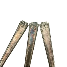 3 Art Deco National Silver VICEROY ONE Silver Plate Round Soup Spoons 7”