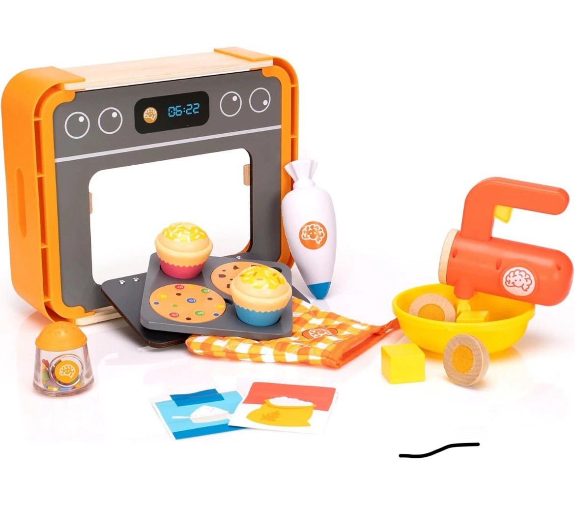 Fat Brain Toys Pretendables Bakery Set-Pretend Play Kids Baking Set with Oven