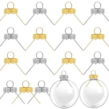 Round Christmas Ornament Cap Replacement Hangers - Gold and Silver Caps for C...
