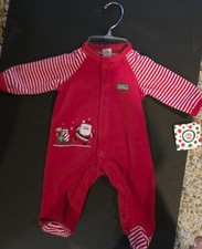 #1 MY FIRST CHRISTMAS Baby One Piece Soft Velvet Like Material  Embroidered NWT