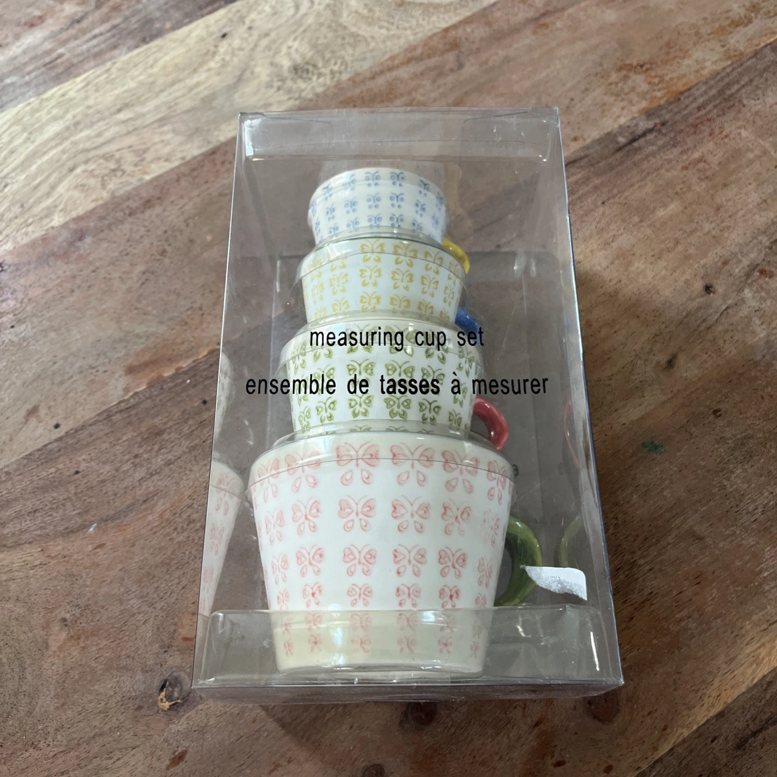 Set 4 Pier 1 Measuring Cups Hand Painted Stoneware Grandma Chic Cottage Core