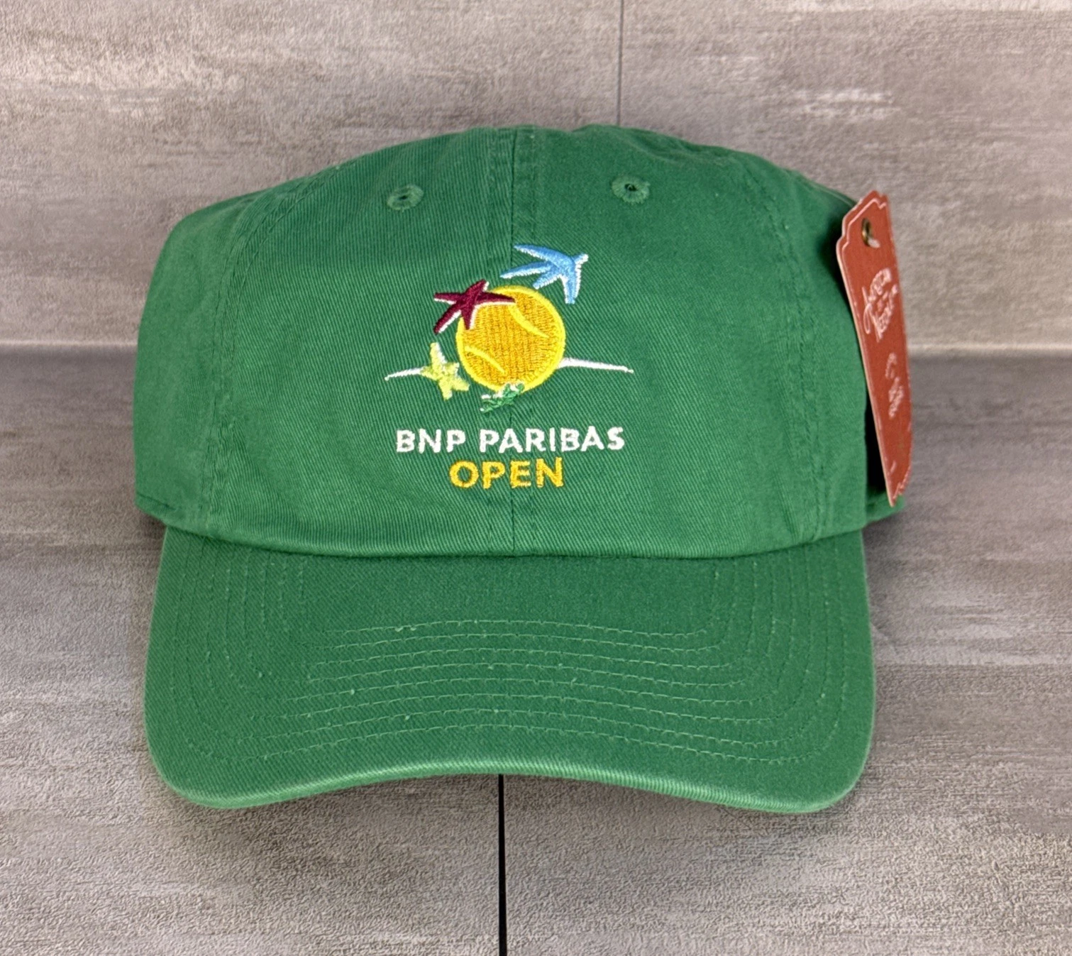 BNP Paribas Open American Needle Hat Cap Green Adjustable Strapback Tennis NWT