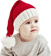 Christmas Hat for Kids, Santa Hat Winter Hat for Baby Slouchy Beanie Windproof