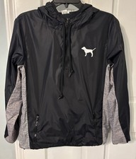 PINK Victoria's Secret logo Black and Gray windbreaker lined XS