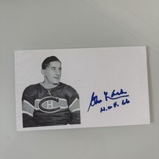 Elmer Lach Autographed Auto Signed Index Card Montreal Canadiens