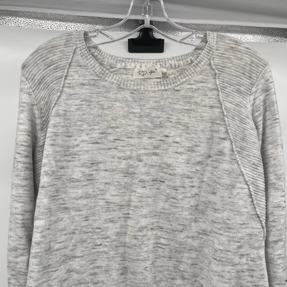 Suéter suéter estilo RD para mujer dobladillo redondo gris jaspeado talla XXL Foto 2 de 4