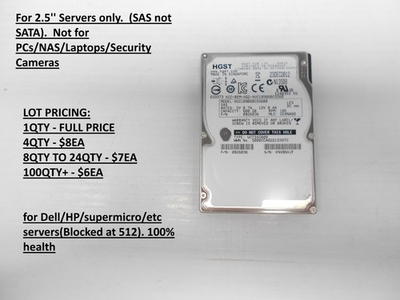 #ad Hitachi HGST 600GB 10K SAS 2.5quot; 6G Hard Drive Server Dell HP HUC109060CSS600 $8.75