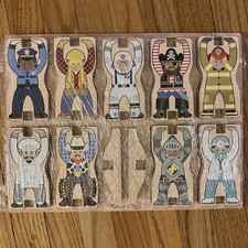 HTF DISCONTINUED MELISSA  DOUG WOODEN CHUNKY STACKING PUZZLE JOBS PEOPLE DO