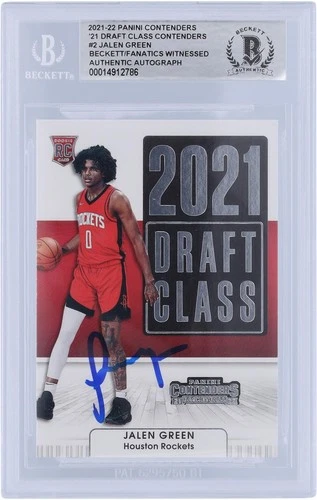 Jalen Green Rockets Signed 2021-22 Panini Contenders Class #2 BAS Rookie Card