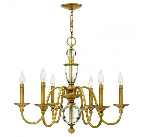 Hinkley 4956HB 22.75" 6-Light Chandelier in Heritage Brass