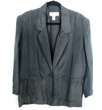 Carol Horn Workshop Blazer Women Medium Charcoal 100 Silk Quiet Luxury Money