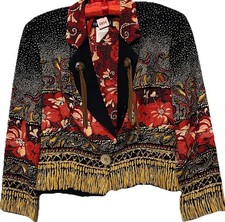 Vintage 90s Carole Little Jacket 2 Cropped Concho Tassels Colorful Wearable Art