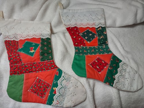 Handmade Vintage Christmas Stockings Set of 2