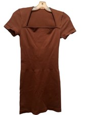 NEW Women’s Textured Mini Stretch BodyCon Dress Brown Size M