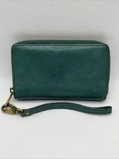 Fossil Hunter Green Vintage Leather Wallet Good Used Condition