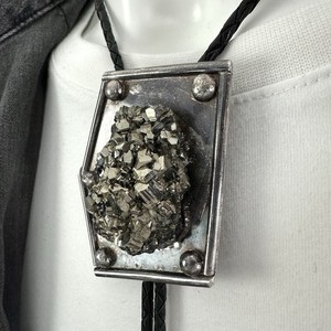 Tremendous Vintage Pyrite Cluster Sterling Silver Southwestern Bolo Tie
