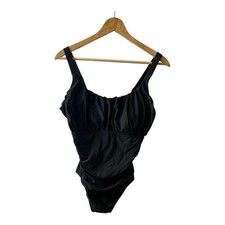 Women  s Black One Piece Swimsuit Size XL Shirred Front Tummy Control Minimizer
