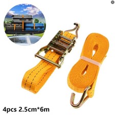 4x 2.5cm*6m Car Cargo Ratchet Tie Down Strap Heavy Duty Ratchet Transport Strap