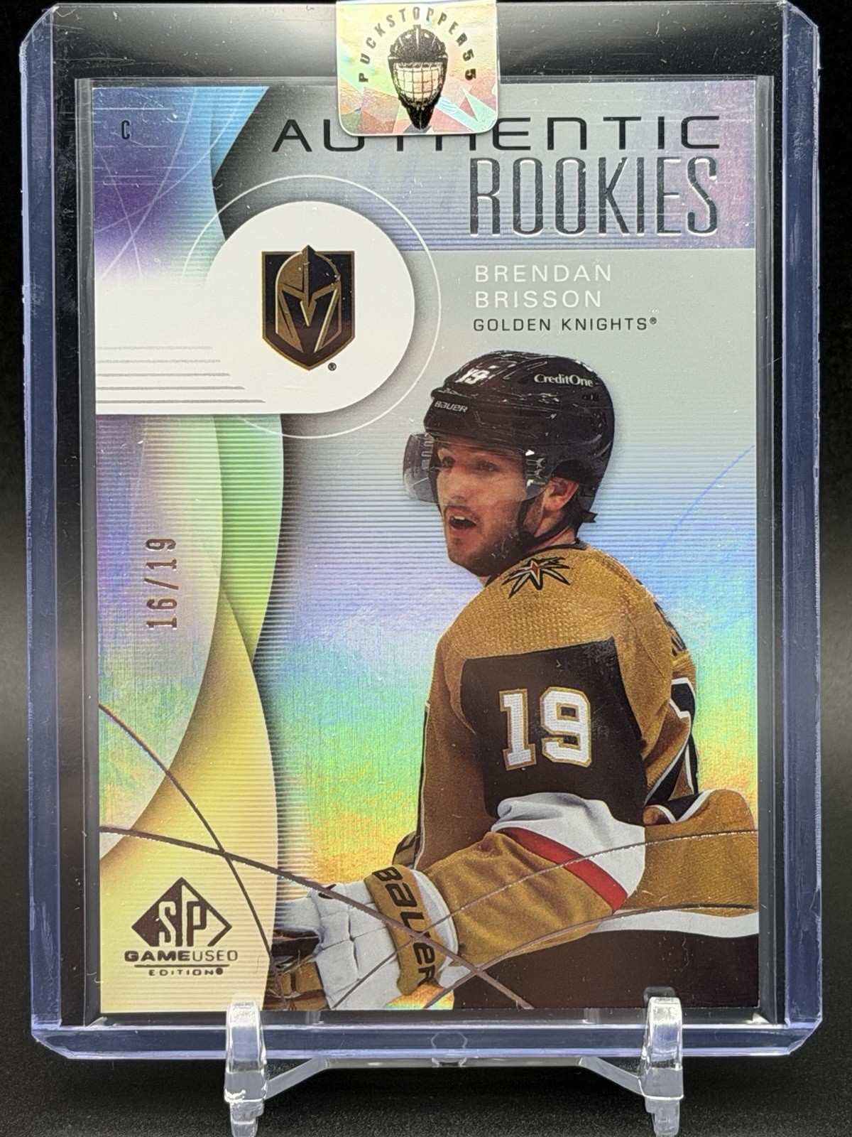 2024-25 UD SP Game Used 16/19 Rainbow Foil Brendan Brisson Rookie Golden Knights