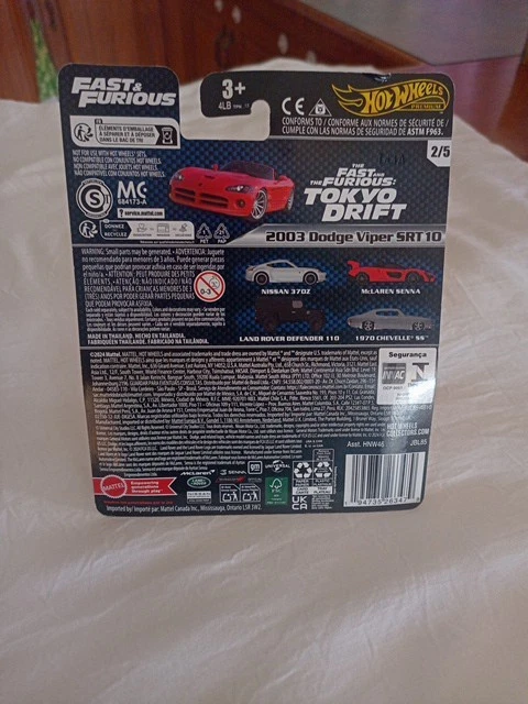 Dodge Viper SRT 10 2003 Hot Wheels Premium 1:64 Fast & Furious 2024 Tokyo Drift Foto 4 de 4