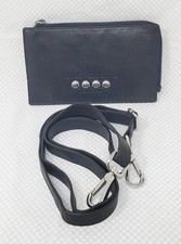 Harley Davidson Coin/Credit Card Black Leather Zipper Skull Wallet w/ Strap