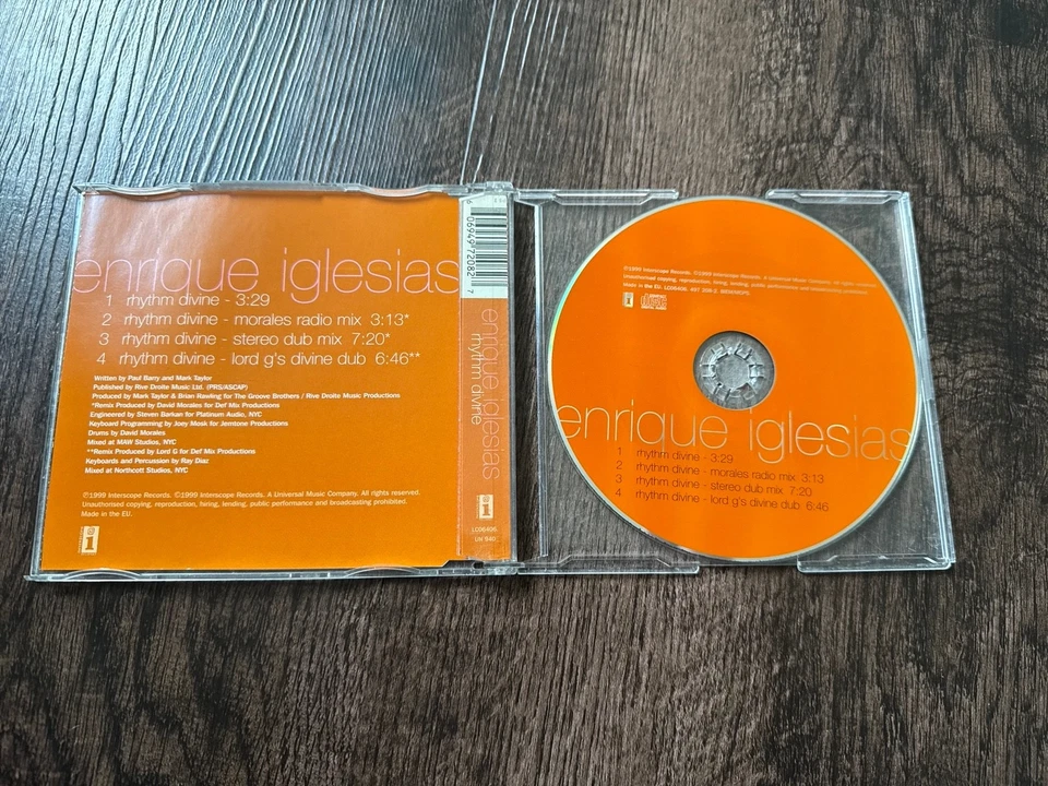 "Enrique Iglesias - Rhythm Divine" Maxi CD, inkl. 4 Tracks - Bild 2 von 2