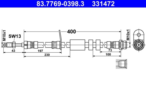 Bremsschlauch ATE 83.7769-0398.3 FüR MAX Ford DXA CB7 Focus 3 Turnier 2 CEU Van-image