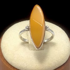 Butterscotch Amber Ring Vintage 875 Silver 2.8 Grams Size 5.75