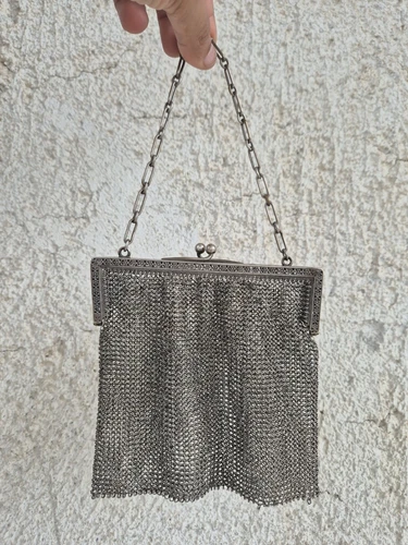 Vintage Esterlina Plata Malla Coin Purse Raro 140 Grams - Imagen 2 de 6