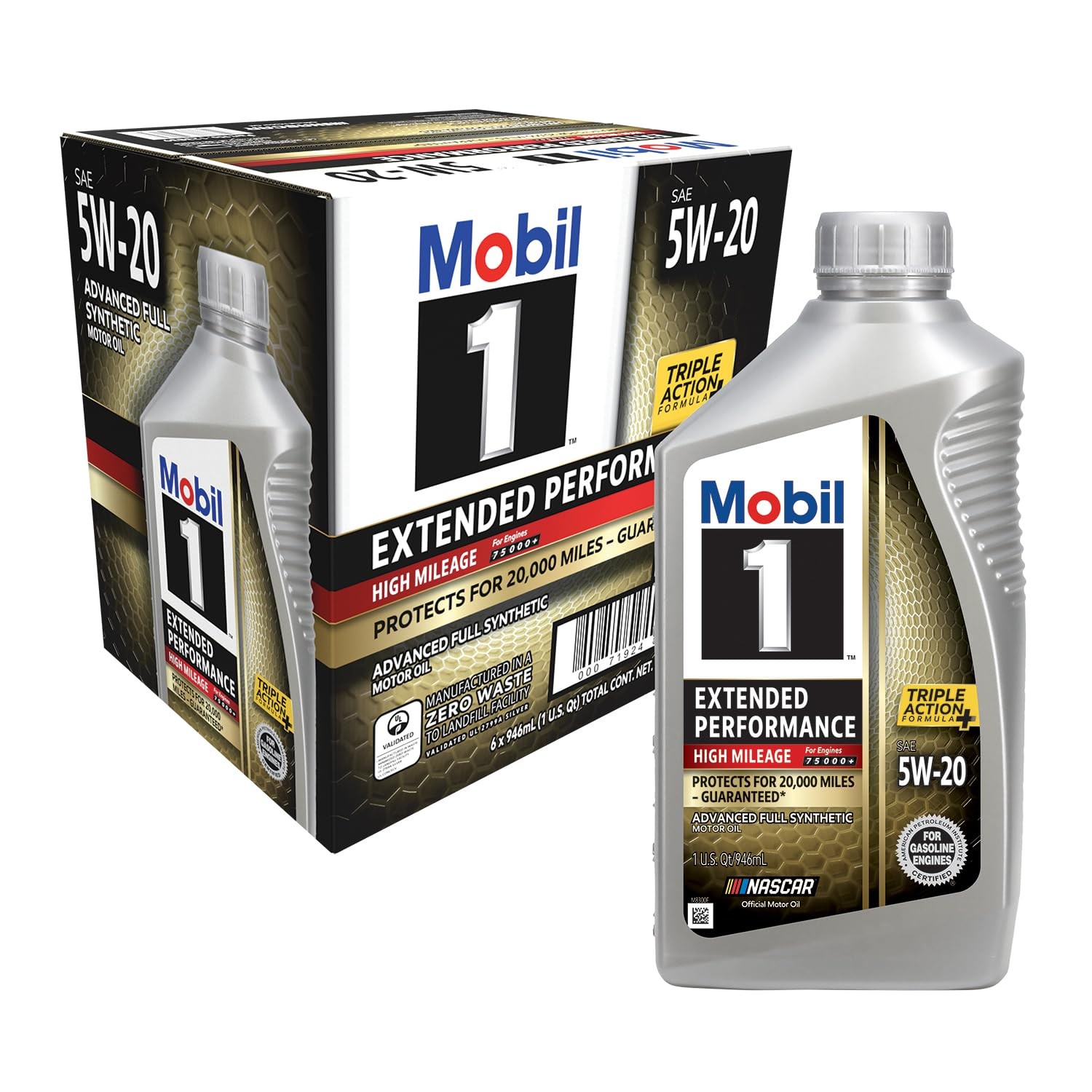 Mobil 1 Extended Performance High Mileage Full Synthetic Motor Oil 5W-20, 1