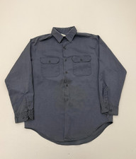 Vintage 70s Big Mac Penneys Penn-Prest Work Shirt Blue Long Sleeve L